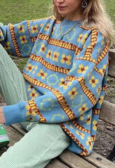 Vintage Blumenpullover